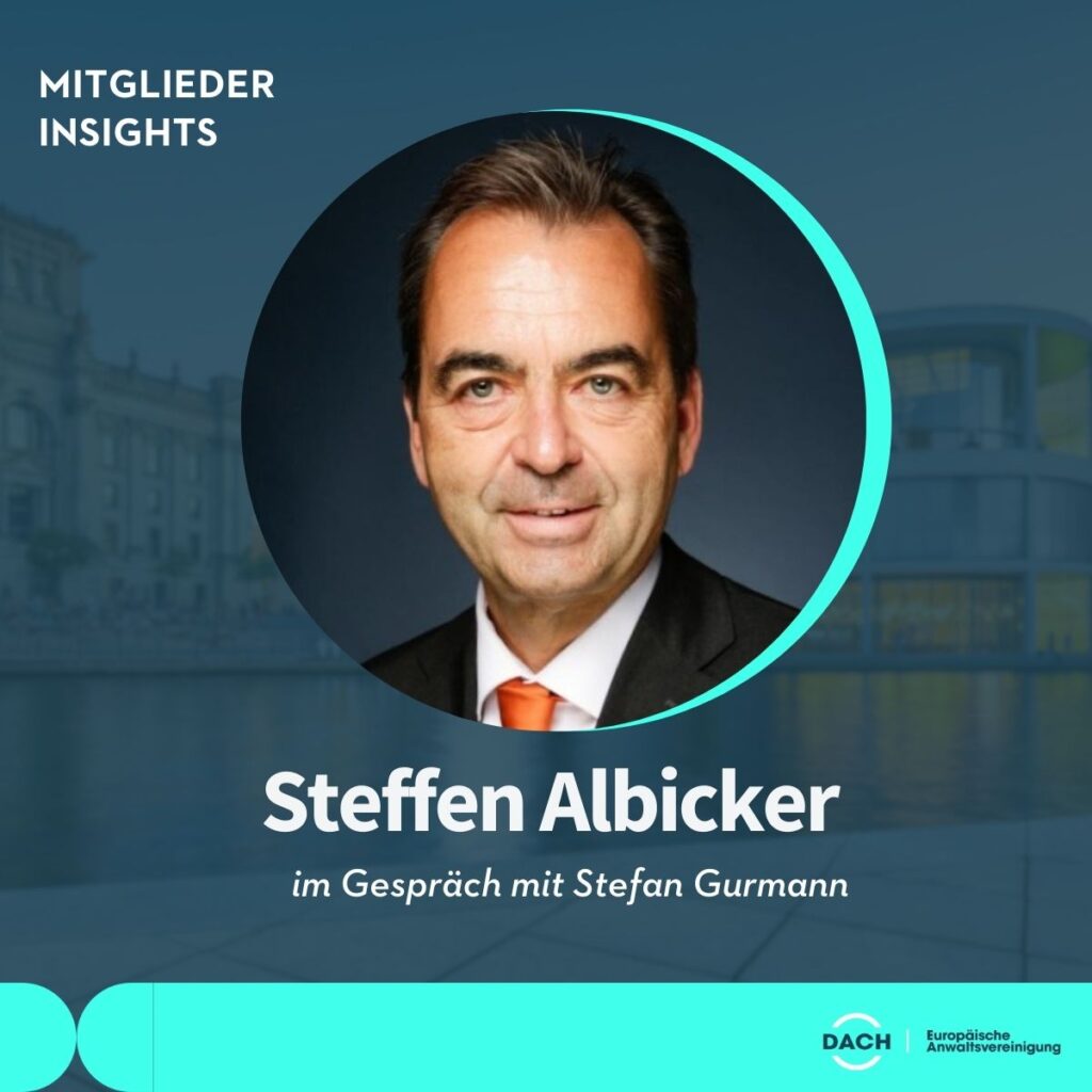 Porträt von Dr. Steffen Albicker, Rechtsanwalt bei Albicker Arbeitsrecht in Frankfurt am Main und Mitglied der DACH Europäischen Anwaltsvereinigung.